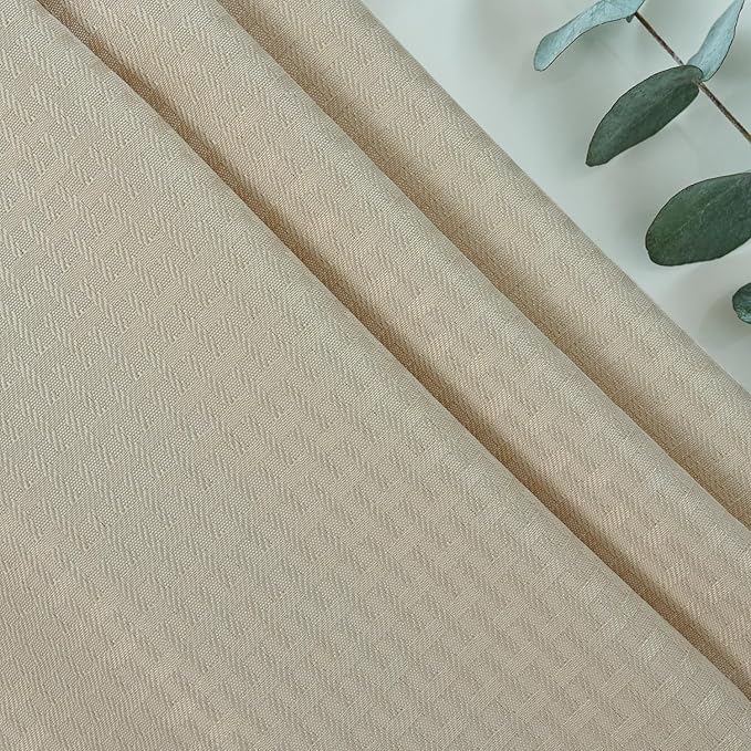 maxmill Round Weaved Texture Design Tablecloth Spill-Proof Wrinkle Free Soft Washable Table Cloth for Circular Table Cover, for Dining Room Buffet Banquet Parties Holiday Dinner, 90 Inch Natural