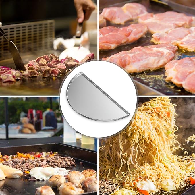 Skyflame Universal Stainless Steel Griddle, 18" Half-Round Flat Top BBQ Cooking Griddle Compatible With Kamado Joe Ceramic Grills/Weber Kettle Grills/Grill Caterings/Outdoor Stoves