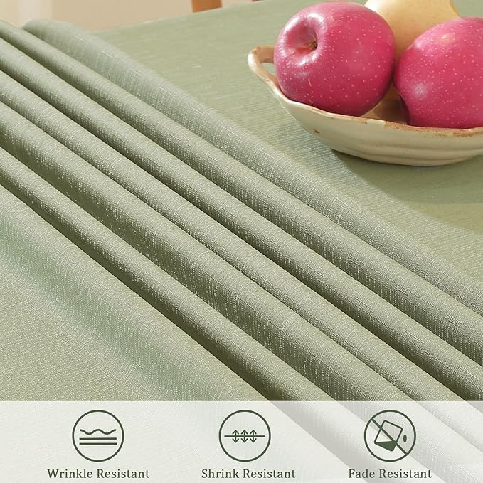 Alsoo Table Cloth Rectangle Table, 60X90 Inch Linen Textured Table Cloth Waterproof Spill-Proof TableCloths Wrinkle Free Fabric Farmhouse Table Cover for Dining Parties Buffets Holidays,Sage Green