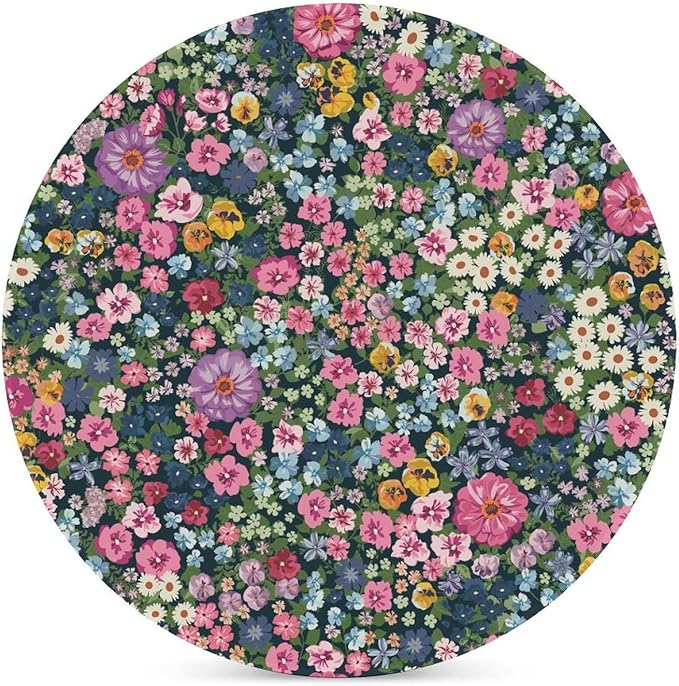 Round-6PCS Floral Ceramic Coasters, Round Absorbent Drink Coasters, Cartoon Abstract Wildflower Nature Plant Colorful Floral Ceramic Table Coasters for Coffee, Beverage, Wine, Beer Coasters
