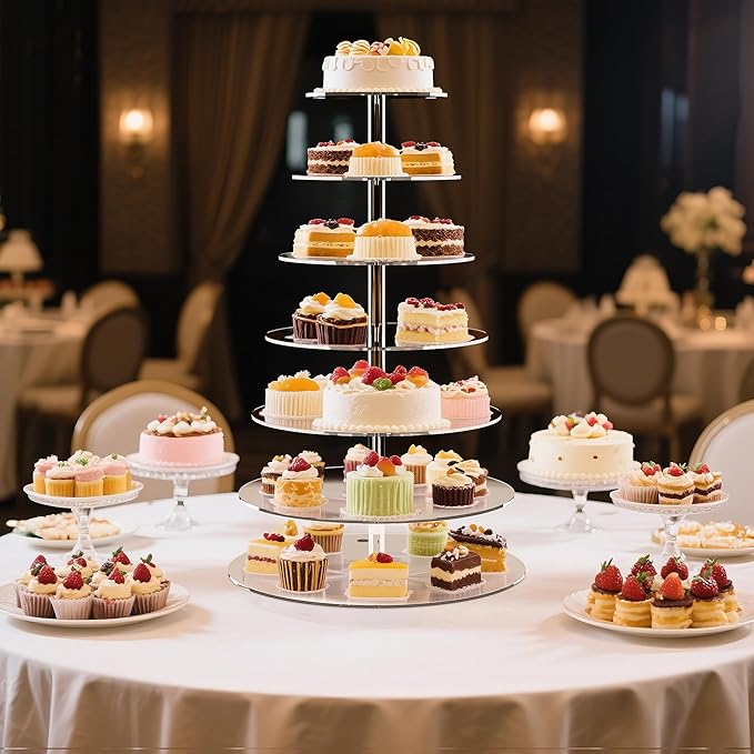 7 Tier Cupcake Stand, Round Cupcake Tower Stand, Clear Acrylic Cupcake Tier Stand, Cupcake Dessert Display Stand for Wedding Graduation Birthday
