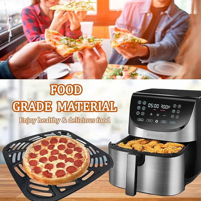 GSZN 8QT Square Air Fryer Grill Pan for Gourmia GAF856 Air Fryers, Upgraded Nonstick Air Fryer Grill Plate Insert Rack Crisper Tray Plate Grate Grid Shelf for Gourmia 8QT Air Fryers, Dishwasher Safe
