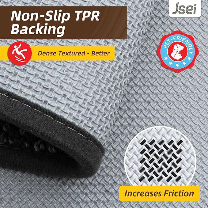 JSEI Kitchen Rugs, 17''x30'' Non-Slip Kitchen Mats for Floor, Machine Washable Absorbent and Stain Resistant Kitchen Runner, Carpet Mats with TPR Backing for Kitchen, Charcoal