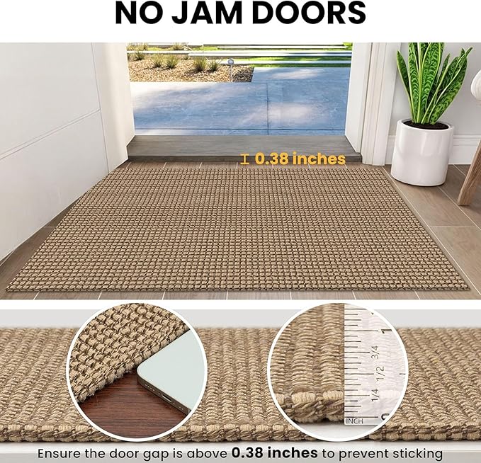 IOHOUZE Washable Exrea Long Hallway Runner Rug 2.6x14 Rubber Backed Kitchen Runner Entryway Runner Indoor, Woven Rugs Floor Carpet for Kitchen Hall Entryway Stair, Orange/Tan/Brown