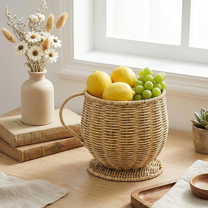 Coffee Pod Basket, Large Capacity Coffee Pod Container with Handle, Handwoven K Cup Holder Capsule Storage for Counter, Home, Office, Coffee Bar