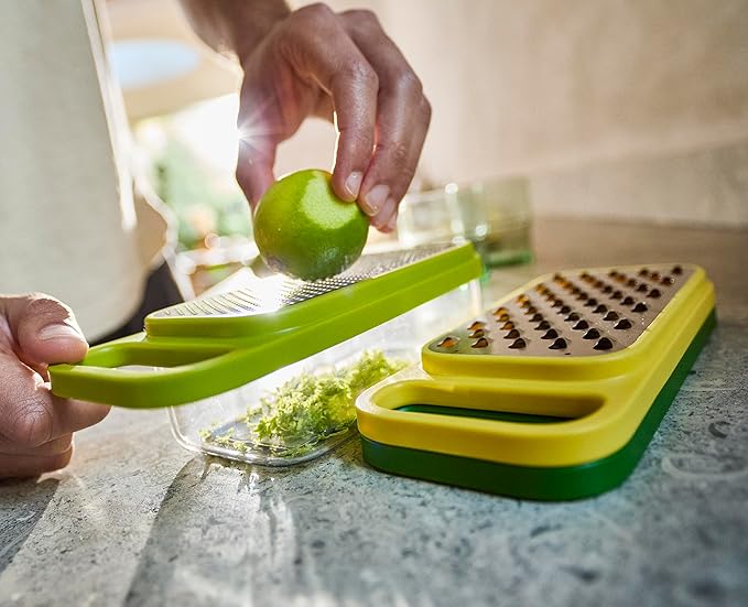 Joseph Joseph Multi-Grate & Store Cheese Grater & Zester Set, 3-in-1 Box Grater with Food Storage Container