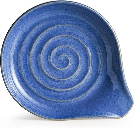 Spoon Rest, Large Ceramic Spoon Holder for Stove Top, Heat-Resistant Cooking Spoon Rest for Kitchen Counter Decor, 5 Inches, Blue