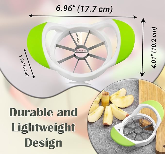 ARSUK Apple Cutter Slicer and Corer (8 Blades) - Thin Slice apple wedger, 2 in 1 Apple Core Remover and Cutter Tools, Non-Slip Soft Grip Handles