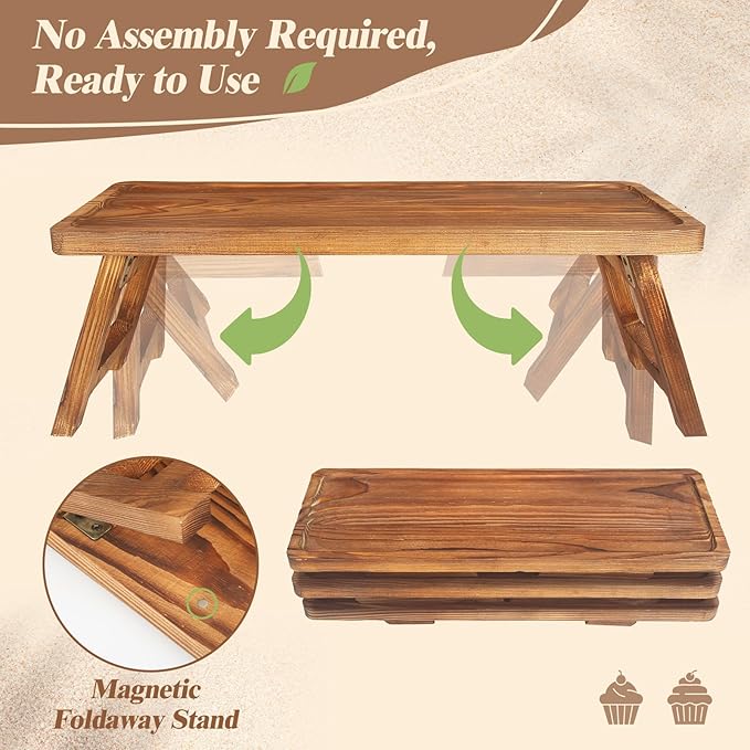 3 Tier Wooden Serving Tray Stand, Foldable Tiered Dessert Display Set for Party, Wedding, Birthday, Christmas, Rustic Charcuterie Boards Table Decor