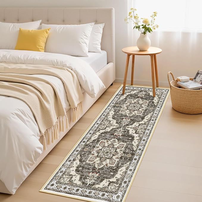 Tritard Non Slip Kitchen Rugs Sets of 3 Washable Kitchen Rug Boho Kitchen Mats for Floor Soft Kitchen Runner Rug Non Skid Kitchen Floor Carpet for Entryway Hallway Laundry Room,Beige Brown