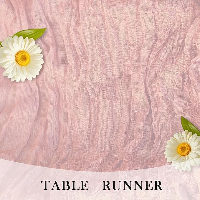 3 Pack Blushing Pink Cheesecloth Table Runner -17×120 Inch Gauze 10 FT Long Cheese Cloth Table Runners for Bridal Wedding Party Baby Shower Holiday Birthday Home Easter Decor (Blushing Pink, 3PC)