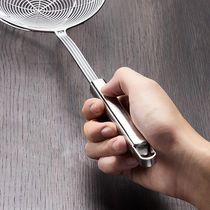 5.5 Inches Strainer Skimmer Spoon for Cooking and Frying, Strainer with Handle Stainless Steel Kitchen Utensils Fryer Scoop Spoon