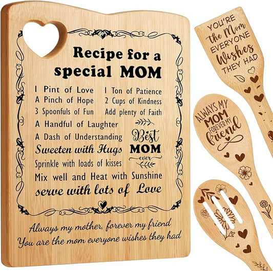 YUEYUQIU Mothers Day Gifts for Mom -Birthday Gifts for Mom from Daughter Son, Mom Cutting Board Set Present, Ideal Mothers Day Thanksgiving Christmas Gifts for Mom - Kitchen Decor Gifts for Mother