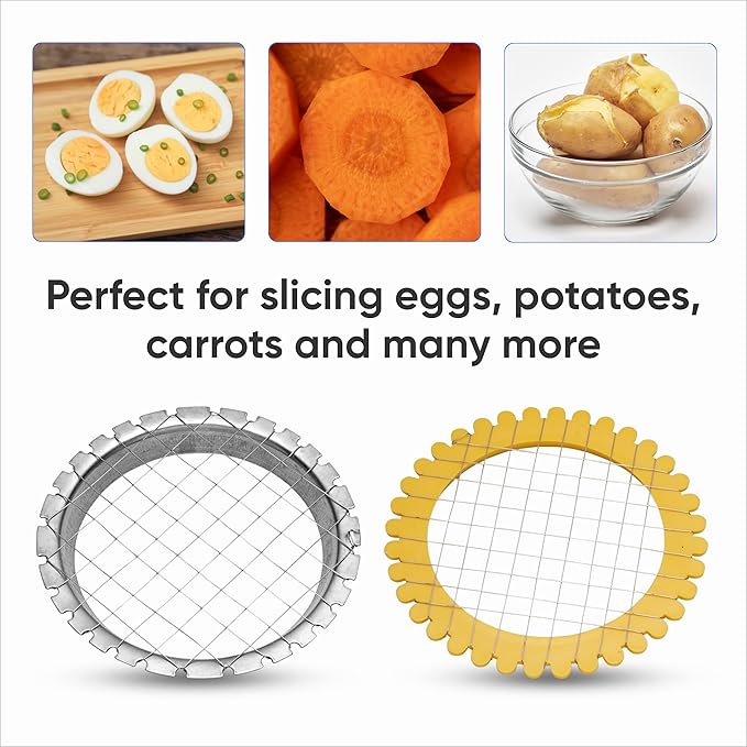 Egg Dicer for Hard Boiled Eggs, Set of 3 - Manual Egg Salad Chopper Grid - Potato, Carrot & Egg Cutter Metal & Plastic - Wire Grid for Salads, Appetizers and Sandwiches