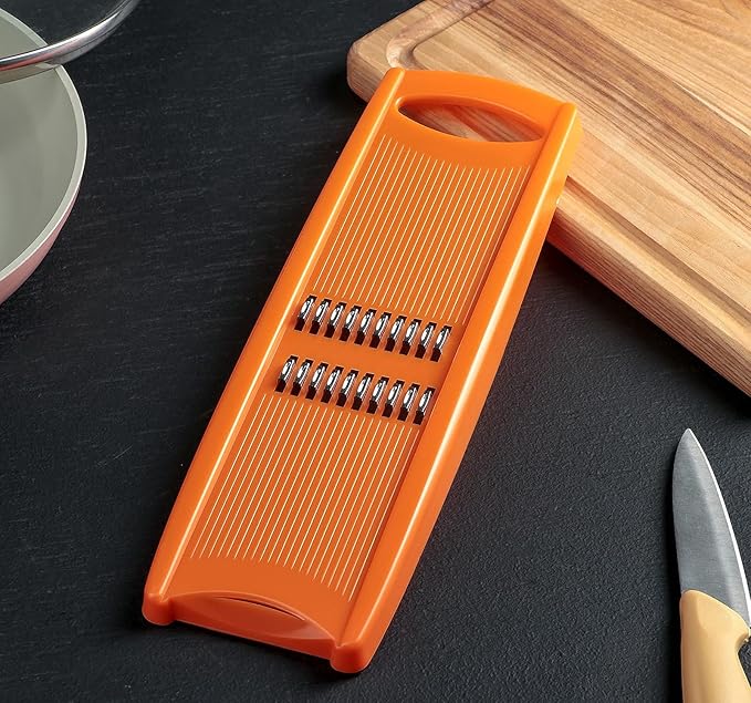 Korean Carrot Grater Julienne Slicer, Vegetable Shredder for Carrots, Cabbage & Cucumber, Stainless Steel Blades, Dishwasher Safe, Compact Handheld Mandoline (Orange)