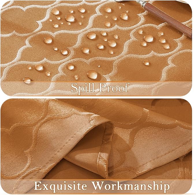 Larponder Tablecloth Rectangle, Jacquard Polyester Table Cloth, Washable & Spill Proof Table Cover for Spring Kitchen Dining Party Picnic (Rectangle, 52" x 70", Amber)