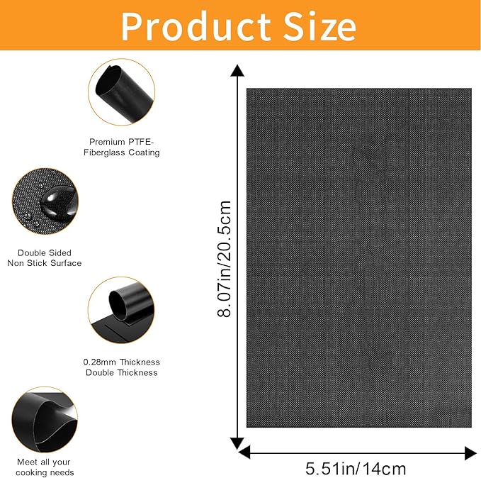 GWYSY Oven Liners for Bottom of Oven, 8"x5.5" Pre-Cut Square Fiberglass Reusable Non-Stick Heat Resistant Liners Mat for Ninja Foodi DZ201 DZ090 DZ100 Air Fryer, 4 Pack