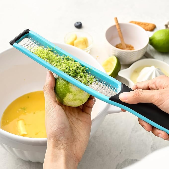 Spring Chef Stainless Steel Premium Swivel Peeler & Handheld Zester/Fine Grater - 2 Product Bundle - Aqua Sky