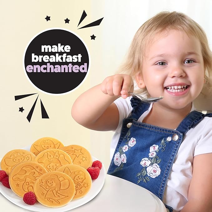 Fairy Friends Mini Pancake Pan - Make 7 Unique Flapjacks- Nonstick Griddle for Breakfast Princess Magic & Quick Easy Cleanup- Adorable and Bite Sized, Easter Basket Stuffer Gift for Kids, Girls & Boys