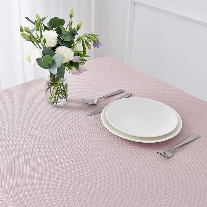 maxmill Jacquard Square Tablecloth Stain Resistant Spillproof Wrinkle Free Washable Soft Table Cloth, Decorative Fabric Table Cover for Dining Room, Indoor and Outdoor Use, 52 x 52 Inch, Dusty Pink