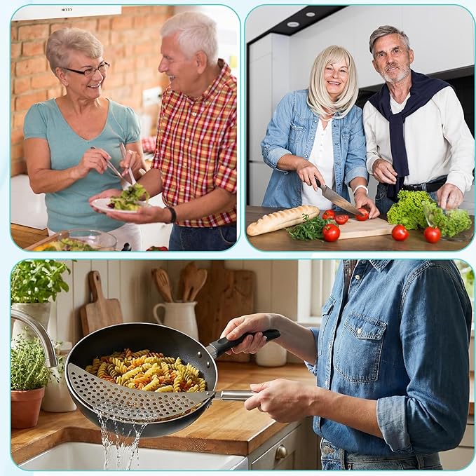 Pot Strainer with Handle,Stainless Steel Strainer for Pot,Pan Strainers for Universal Stovetop Drain Insert,Noodles, Fried Foods & Fruit, Fits Most Pots and Pans