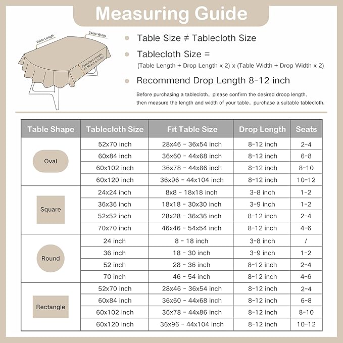 Wolkemer Small Oval Tablecloth 52 x 70 Inch Washable Fabric Table Cloth Solid Chocolate Table Cover for Dining Wedding Party Banquet Tabletop Decoration