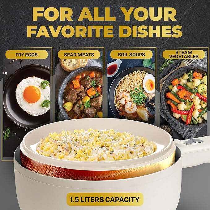 Electric Hot Pot for Cooking, Portable Hotpot Pot Electric Cooker Frying Pan for Dorm Room Essentials, Camping, RVs - 2024 Model