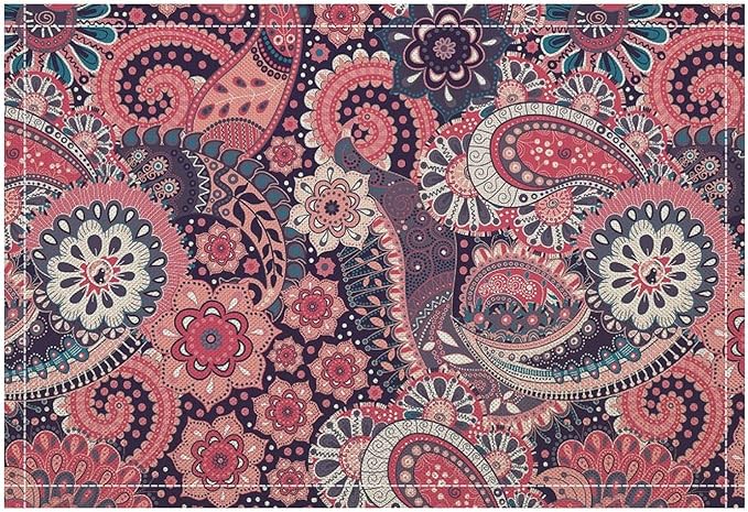 Mandala Placemats Set of 4 Vintage Bohemia Flower Pink Art Printed Dining Table Mats for Restaurant Home Kitchen Holiday Picnic Party Decor 12x18in