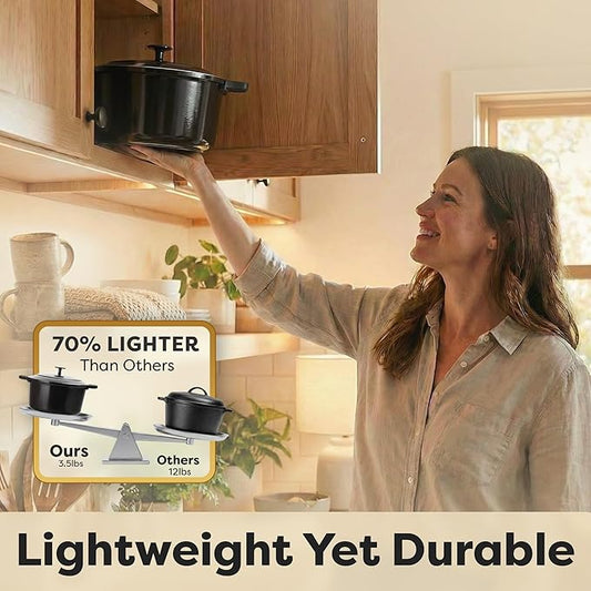 Gotham Steel 5 Qt Lightweight Dutch Oven Pot with Lid & Holders, Ceramic Non Toxic, Oven Safe & Even Heat Retaining Dutch Oven for Bread Baking Sourdough, Soup, Casserole, 70% Lighter than Cast Iron