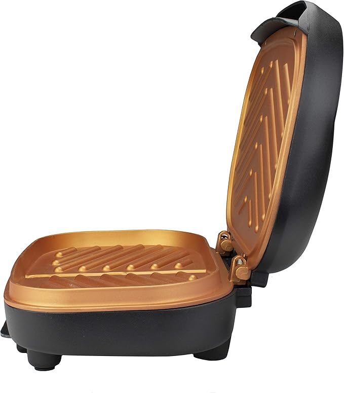 2-Serving Nonstick 750-Watt Indoor Electric Copper Grill and Panini Press