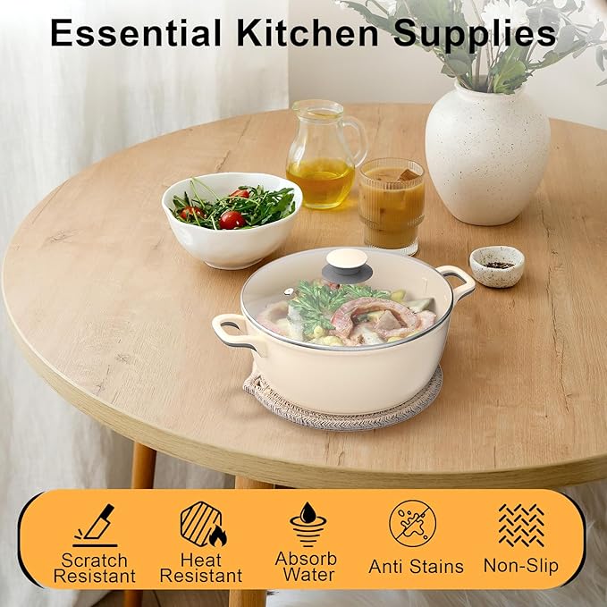 7" Trivets for Hot Dishes, 6 Pack Hot Pads for Kitchen Counter & Dining Table, Heat Resistant | Scratches | Stains Cotton Trivets for Hot Pots and Pans