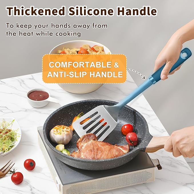 Stainless Steel Spatula, Metal Spatula Slotted Turner, Heavy Duty Sturdy Spatulas for Kitchen Use, High Heat Resistant Cooking Utensils for Fish Eggs Pancakes, Dishwasher Safe, Easy to Clean, Silver