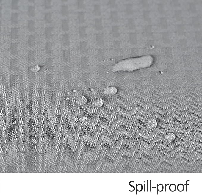 maxmill Round Weaved Texture Design Tablecloth Spill-Proof Wrinkle Free Soft Washable Table Cloth for Circular Table Cover, for Dining Room Buffet Banquet Parties Holiday Dinner, 90 Inch Light Grey