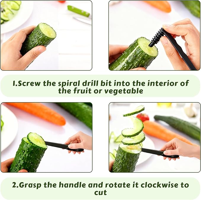 3 PCS Kitchen Spiral and V Shaped Tools Set, Hand Spiral Slicer for Melon Fruit Potato Cucumber Carrot Vegetables Slicer Cutter, Kitchens and Dining Accessories Tool