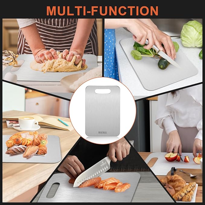 Stron-Dura Cutting Boards for Kitchen, Cutting Board, Foodgrade Stainless Steel Cutting Board for Meat,Fruit, Vegetables, Outdoor or Indoor, L 15 .4" * 11"