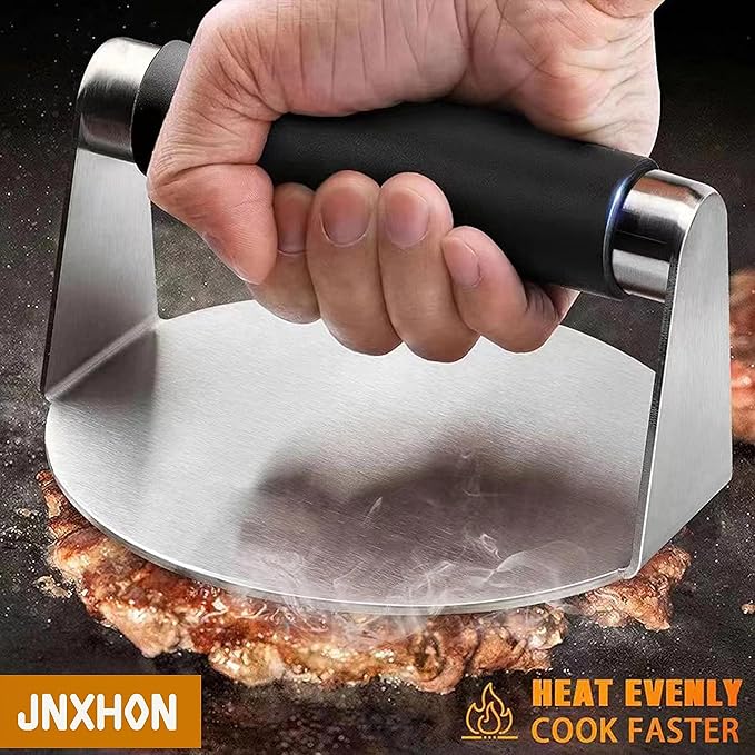 5.5inches 304Stainless Steel Burger Press, Round Burger Smasher ，Hamburger Press for Griddle, Bacon Press, Ground Steak Press，Smash Burger Press with Anti-Scald Handle