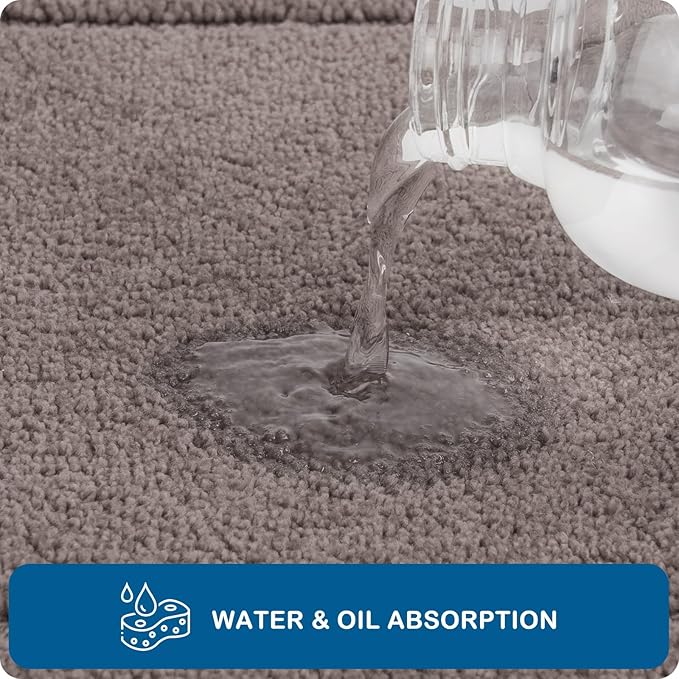 PURRUGS Machine Washable Kitchen Rug 32" x 47", Non-Slip/Skid Kitchen Runner Rugs & Floor Mats, Super Absorbent Soft Standing Mats for Kitchen, Sink & Laundry, Grayish Brown