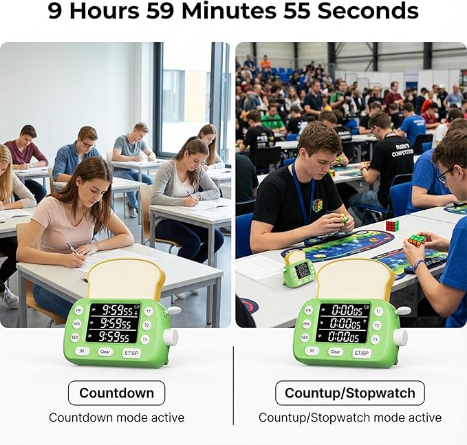 Digital Kitchen Timer for Cooking - 3 Channel Countdown Timer and Stopwatch with Strong Magnets,Silent Mode, LED Display, Memory, Timers for Cooking, Oven, Egg, Baking, Grilling, Teaching