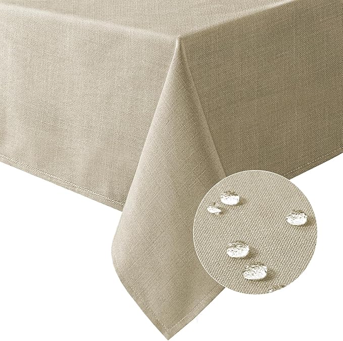H.VERSAILTEX Linen Textured Table Cloths 54 x 108 Inch Premium Solid Tablecloth Spill-Proof Waterproof Table Cover for Dining Buffet Feature Extra Soft and Thick Fabric Wrinkle Free, Taupe