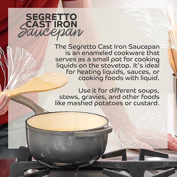 Small Sauce Pan with Lid, 2.13 QT Rosso (Gradient Red) Sauce Pot, Small Pot with Stay Cool Helper Handle and Tight-Fitting Lid - Segretto Cookware