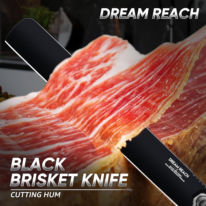 Dream Reach Brisket Carving Knife - Professional Ham Slicing Knife with Full Tang Handle for Kitchen BBQ Birthday Mother Father Gift Idea