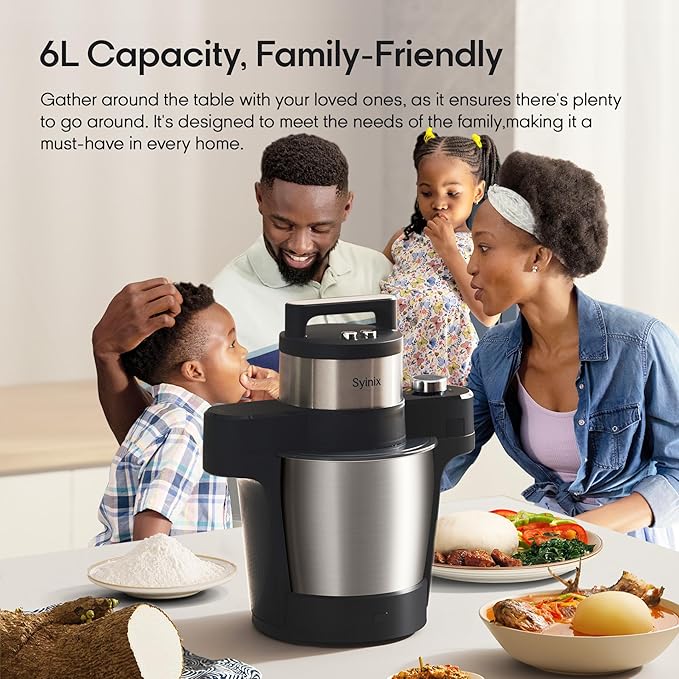 Syinix Swallow Maker Eco Semi Automatic, Food Processor, Food maker, Fufu Machine for African Food Swallow Mixer for Fufu, Banku, Ugali Amala, Semolina, Mashed Potatoes and Pounded Yam with Non-Stick