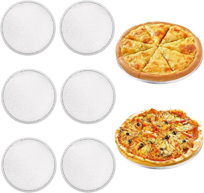 BUWUSMU 8 Pcs 8 Inch Pizza Pan with Holes Aluminum Mesh Pizza Screen Seamless Round Mesh Pizza Tray for Oven Nonstick Baking Pizza Sheet for Home Kitchen Bakery Restaurant BBQ Party Cookware Supplies