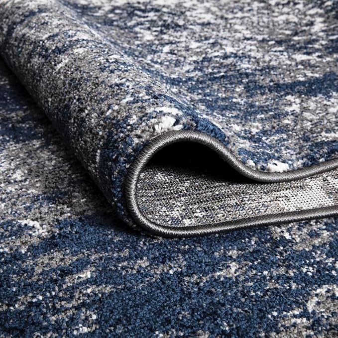 Keen Home Design Area Rugs - 2x16 Non-Shedding, Abstract Rugs for Kitchen, Living Room, Bedroom, Dining Room, Entryway - Size: 2'8" x 16', Navy/Grey/White