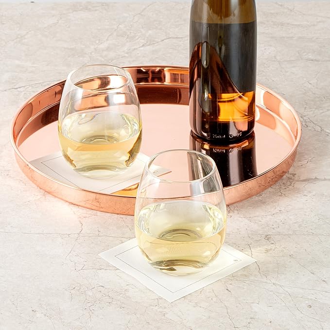 Restaurantware-Vetri 15 Ounce Wine Glasses, 6 Dishwashable Stemless Wine Glasses - No Lead, Durable, Clear Glass Stemware, For Home, Bar, Or Restaurant, Serve Merlot, Chardonnay, Or Bordeaux