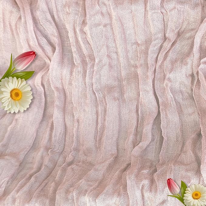 3 Pack Dusty Pink Cheesecloth Table Runner -17×120 Inch Gauze 10 FT Long Cheese Cloth Table Runners for Bridal Wedding Party Baby Shower Holiday Birthday Home Easter Decor (Dusty Pink, 3PC)