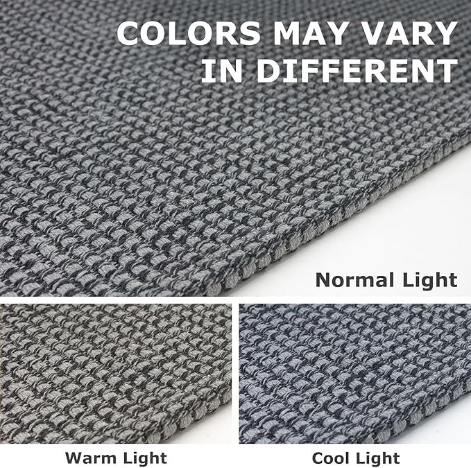 IOHOUZE Washable Runner Rug 3x8 Non Slip Rubber Backed Wide Hallway Runner Entryway Runner Indoor, Kitchen Rugs Woven Floor Carpet for Hall Entrance Bedroom, Dark Grey