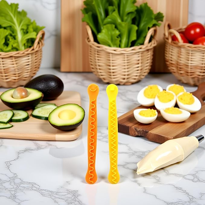 2Pcs Orange and Yellow Fancy Cut Eggs Cooked Eggs Cutter Flower Shaped Egg Tool Household Boiled Eggs Cut Flower Shaper Kitchen Gadget，Mandolines and Slicers