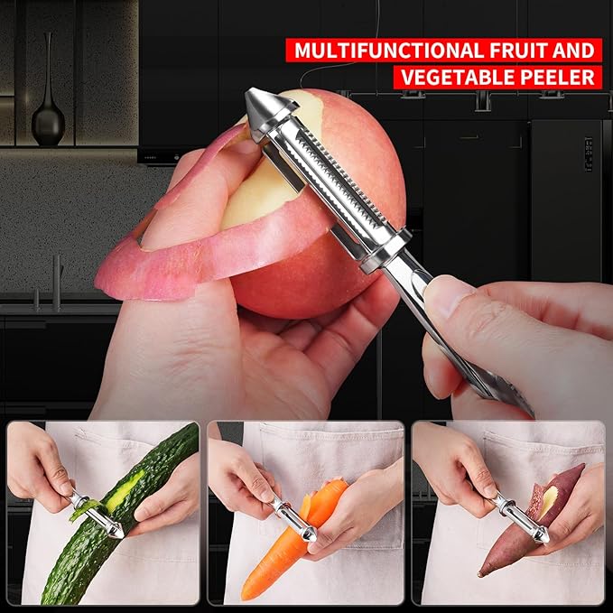 MAD SHARK Ultra Sharp Vegetable Peelers for Kitchen Fruit Apple Potato Peelers,Design with Ergonomic Non-Slip Handle, Y+I Shaped Stainless Steel Serrated(2pc）
