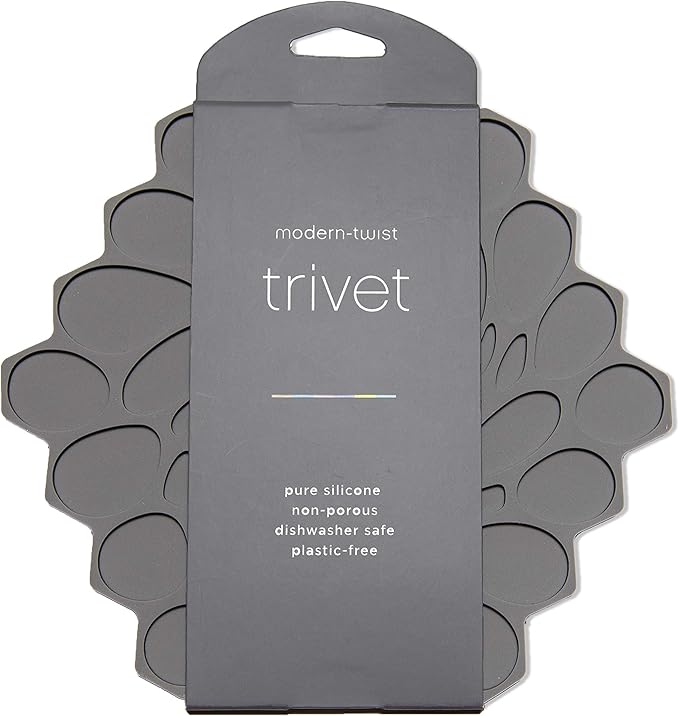 modern-twist 7 x 7 Hive Silicone Trivet, Heat Resistant Up to 675°F, Non Slip, Protects Table from Heat, Cement, Pack of 1